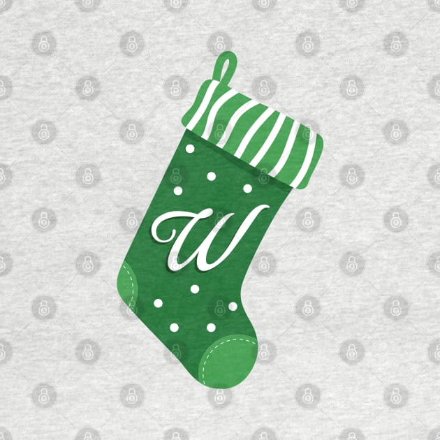 Christmas Stocking with the Letter W by VicEllisArt